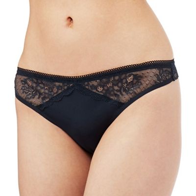 Nine by Savannah Miller Navy blue bonded lace thong